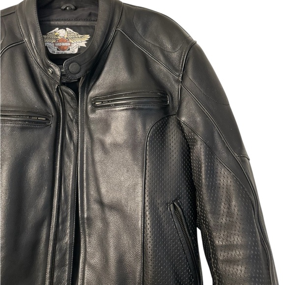 Harley Davidson Rider's Jacket Embossed Black Men's Size L - Picture 6 of 9
